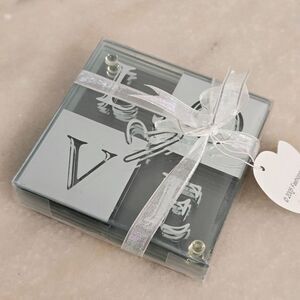 NEW LOVE set of 4 glass coasters